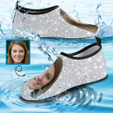 Custom Girlfriend Face Shiny Silver Men's Slip-on for sport Quick-Dry Barefoot Aqua Shoes
