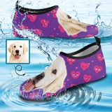 Custom Pet Face Pink Love Men's Barefoot Slip-on for sport Quick-Dry Aqua Shoes