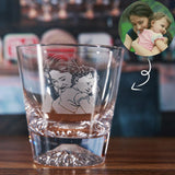 Custom Photo Portrait Etched Rocks Wine Glasses Family Personalized Whiskey Glasses Glassware Unique Dad Father's Day Gifts