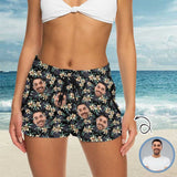 Custom Face Flowers Women's Mid-Length Board Shorts Swim Trunks Add Your Own Personalized Image