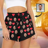 Custom Face Love Heart Mid-Length Board Shorts Swim Trunks for Her Create Your Own Personalized Shorts