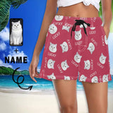 Custom Face&Name Cute Kitten Women's Casual Board Shorts Swim Trunks Made for You Custom Shorts