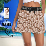 Custom Face&Name Seamless Casual Board Shorts Swim Trunks for Her Design Your Own Custom Shorts