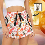 Custom Face Pet Print Mid-Length Board Shorts Swim Trunks for Her Create Your Own Personalized Shorts