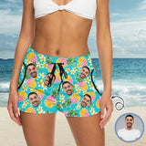 Custom Face Pineapple Flowers Women's Mid-Length Board Shorts Swim Trunks Add Your Own Personalized Image