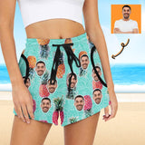 Custom Face Pineapple Women's Mid-Length Board Shorts Swim Trunks Add Your Own Personalized Image
