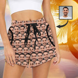 Custom Face Seamless Boyfriend Mid-Length Board Shorts Swim Trunks for Her Create Your Own Personalized Shorts