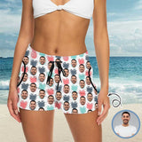 Custom Face Small Pineapple Women's Mid-Length Board Shorts Swim Trunks Add Your Own Personalized Image