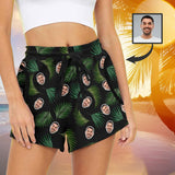 Custom Face Tree Leaf Mid-Length Board Shorts Swim Trunks for Her Create Your Own Personalized Shorts