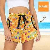 Custom Name Star Watermelon Mid-Length Board Shorts Swim Trunks Create Your Own Shorts for Her