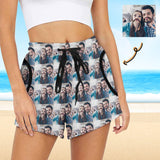 Custom Photo Loving Couple Mid-Length Board Shorts Swim Trunks for Her Create Your Own Personalized Shorts