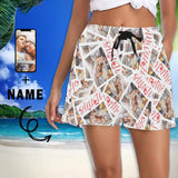 Custom Photo&Name Loving Couple Women's Casual Board Shorts Swim Trunks Made for You Custom Shorts