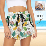Custom Text&Photo Love Leaves Mid-Length Board Shorts Swim Trunks for Her Design Your Own Shorts