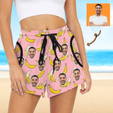 Personalized Face Banana Mid-Length Board Shorts Swim Trunks for Her Custom Photo Shorts for Vacation Gift
