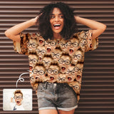 Custom Boy Face Shirt Women's All Over Print T-shirt Graphic Design Tee