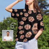 Custom Boyfriend Face Circle Shape Shirts Personalized Women's All Over Print T-shirt Funny Gift