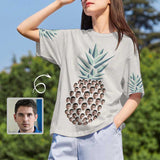 Custom Boyfriend Face Pineapple Shirts Personalized Women's All Over Print T-shirt Gift Ideas For Her