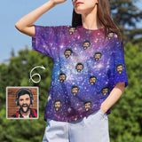 Custom Boyfriend Face Tee Galaxy Starry Night Shirts Personalized Women's All Over Print T-shirt