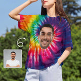Custom Boyfriend Face Tee Photo on Rainbow Shirts Personalized Women's All Over Print T-shirt