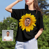 Custom Boyfriend Face Your Own Shirt Personalized Sunflower Women's All Over Print T-shirt