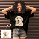 Custom Dog Face Tee Black Classic Women's All Over Print T-shirt Your Dog on A Shirt for Her