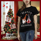 Custom Face Tee Christmas Couple Women's All Over Print T-shirt Your Face on A Shirt