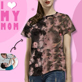 Custom Father&Daughter Face Shirt Women's All Over Print T-shirt Graphic Design Tee for Mother's Day
