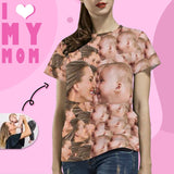 Custom Mother&Son Face Shirt Women's All Over Print T-shirt Gift for Mother's Day