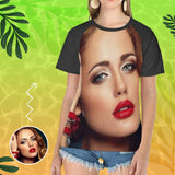 Custom My Face on A Shirt Red Lip Women's All Over Print T-shirt Design Tee for Female