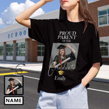 Custom Name&Photo Tee Parents Pruod of You Women's All Over Print T-shirt Personalized Graduation Shirts Gift