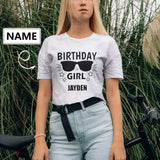 Custom Name Shirt Glasses Pattern Girl Women's All Over Print T-shirt Graphic Design Tee for Birthday