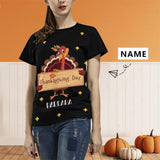 Custom Name Shirt Happy Thanksgiving Women's All Over Print T-shirt Design Your Own Shirts Gift for Female