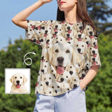 Custom Pet Shirts Personalized Face Tee Dog Photo on Shirts Women's All Over Print T-shirt Funny Gift