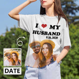 Custom Photo&Date I Love My Husband Tee Women's All Over Print T-shirt Print Shirt with Pictures For Wife
