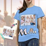 Custom Photo Family Picture Tee Mom Women's All Over Print T-shirt Design Shirts with Personalized Pictures Gift for Mother's Day