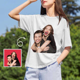 Custom Photo Shirts Happy Couple Tee Personalized Women's All Over Print T-shirt Gifts for Birthday Holidays Anniversary