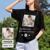 Custom Photo&Text Song Title Song Writer Shirts Personalized Loving Couple Women's All Over Print T-shirt
