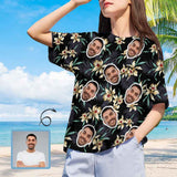Custom Shirts with Faces Tropical Plants Hawaiian Women's All Over Print T-shirt for Holiday