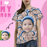 Custom Son Face Smash Tee Women's All Over Print T-shirt Design Your Own Shirts Gift for Mom