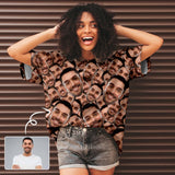 Custom Your Face on A Shirt Smash Seamless Women's All Over Print T-shirt Design Tee with Picture For Girlfriend
