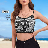 Custom Name Cool Style Tank Tops Personalized Women's Spaghetti Strap Crop Top