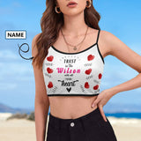 Custom Name Red Heart Tank Tops Personalized Women's Spaghetti Strap Crop Top