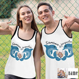 Custom Photo&Name Sleeveless Shirt Personalized Cute Dolphins Couple Matching Racerback Tank Tops