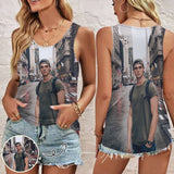 Custom Tank Tops with Photo Personalized Grey Women's All Over Print Tank Tops