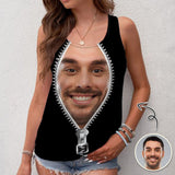 Design Face Tops Zipper Personalized All Over Print Tank Tops for Men and Women