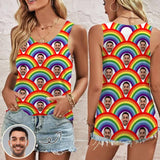 Personalized Face Tank Top Rainbow Women's All Over Print Tank Tops