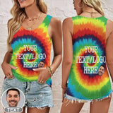 Personalized Tank Top with Custom Face&Text Color Tie Dye Women's All Over Print Tank Tops