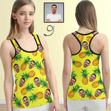 Personalized Tank Tops with Custom Face Pineapple Women's Racerback Yoga Tank Top