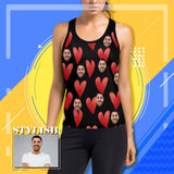 Personalized Tank Tops with Your Face Heart Women's Racerback Yoga Tank Top for Valentine's Day
