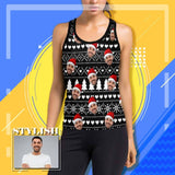 Tank Top with Face Merry Christmas Women's Racerback Yoga Tank Top with Photo for Her